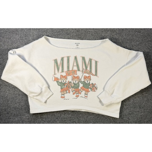 Hollister Tops - Hollister Blue 84 Miami Hurricanes Cheerleader Bears Cropped Sweatshirt XXS